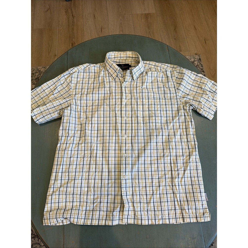 Emilio Valentino Plaid Short Sleeve Button Down Shirt Men’s Large